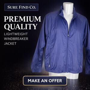 Vtg Adidas Climaproof Long Sleeve Zippered Blue Windbreaker w/ Pockets Women Med